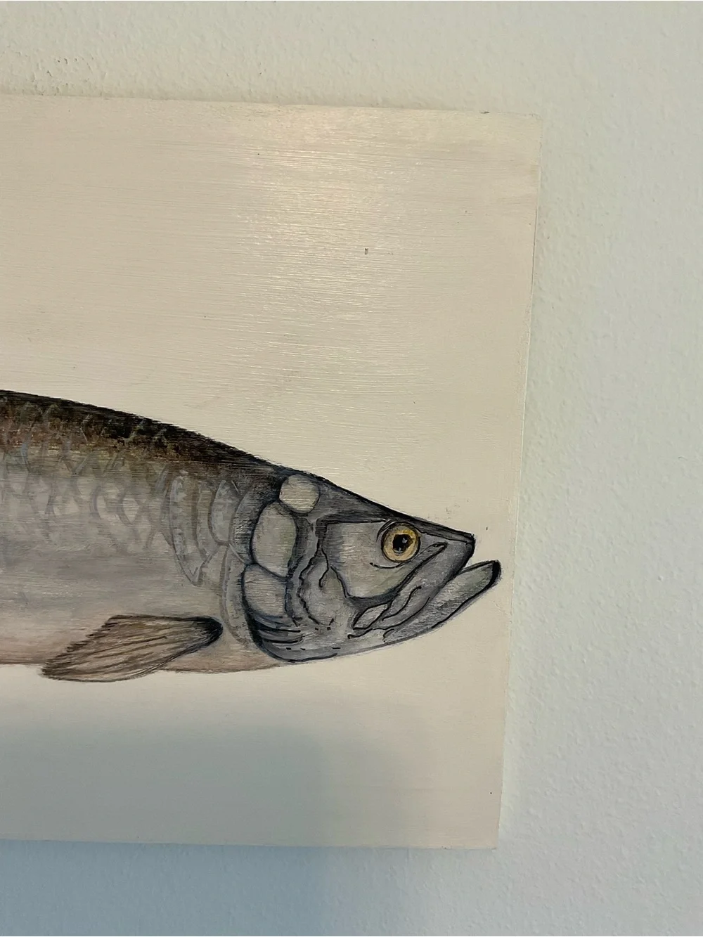 Original fish, tarpon painting acrylic on wood panel hand-painted
